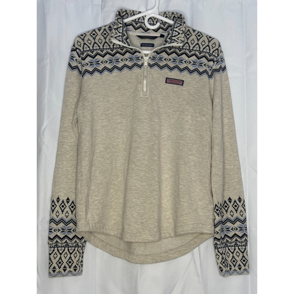 Vineyard Vines Shep Shirt Womens M Fair Isle Aztec Nordic Quarter Zip Pullover